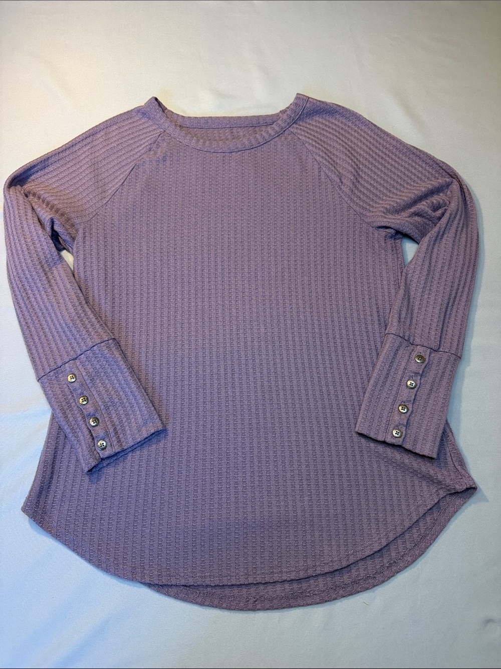 Chaser Lavender Waffle Knit Long-Sleeve Top with Button Cuffs